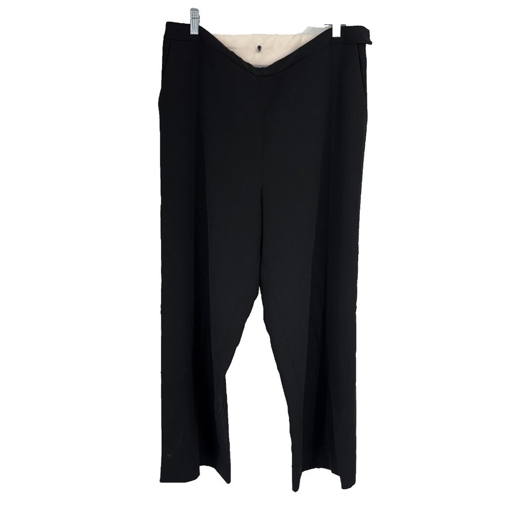 MM Lafleur Women 16 Wide Leg Dress Pant Black Minimalist Office Work Business